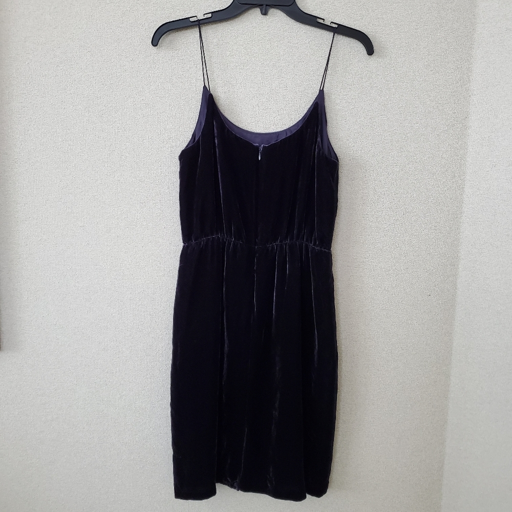 J Crew Velvet Spaghetti Strap Blue Dress, Sz 4